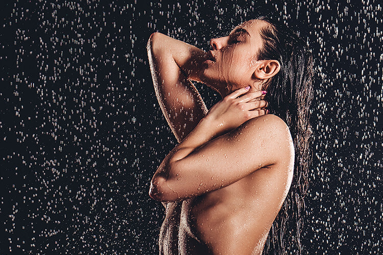 Reaching orgasm in the delicate shower